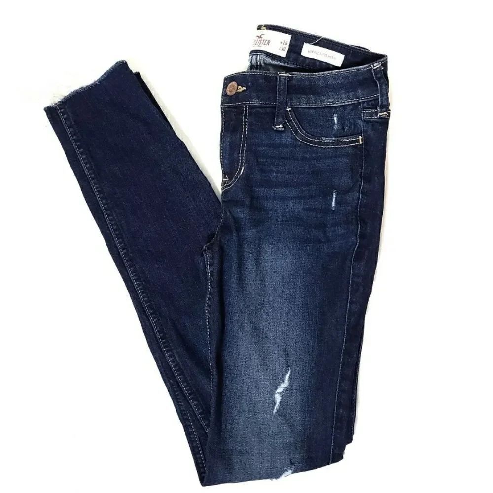 Hollister Distressed Fray Hem Skinny Jeans